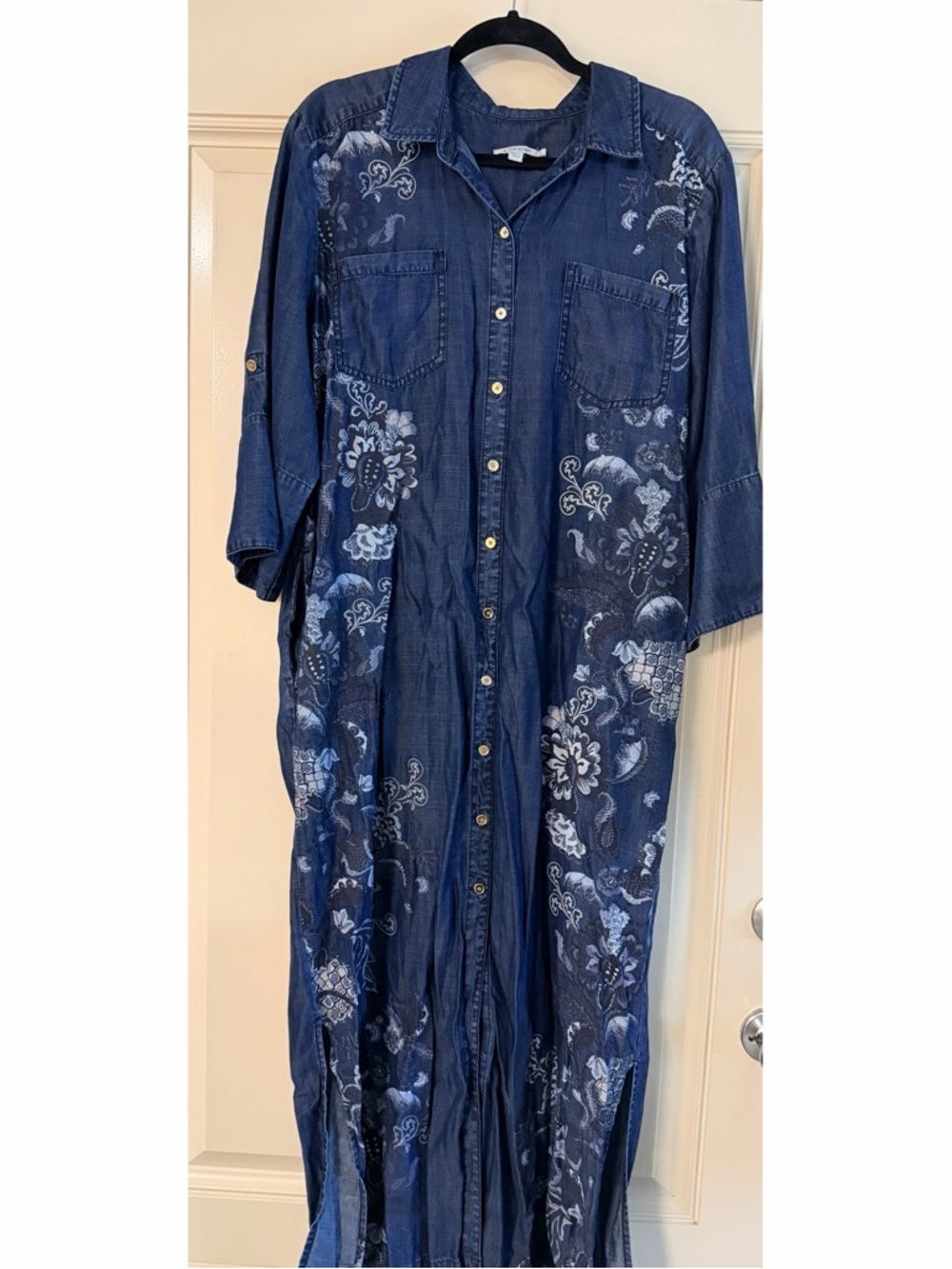 Chico's Indigo Blue Floral Maxi Dress